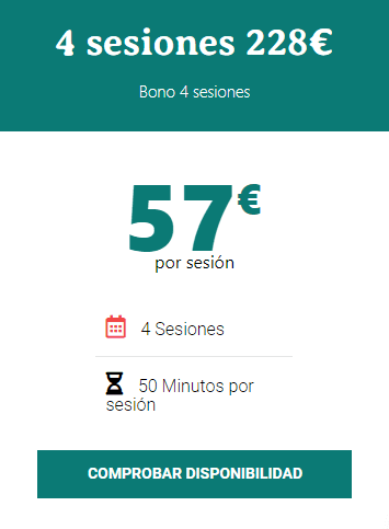 Etiqueta de precio terapia 4 sesiones por 228€